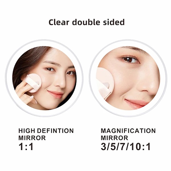 8-tommer Makeup Mirror Chrome 10x Magnifying Double Side USB Mirrors