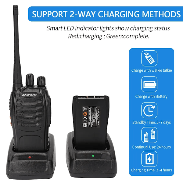 2 pieces  Walkie Talkie UHF 400 470MHz 888s Long Range To Way Skinke Radios Transceiver for Jakt Hotell
