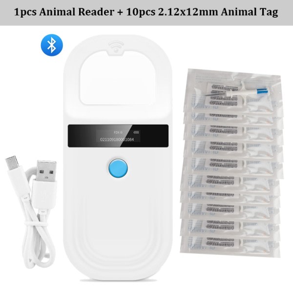 Handhållen 134,2KHz 125kHz Djur RFID Läsare Djur Katt Hund Mikrochip Skanner FDX-B Glas Chip USB/Bluetooth Tag Läsare med taggar