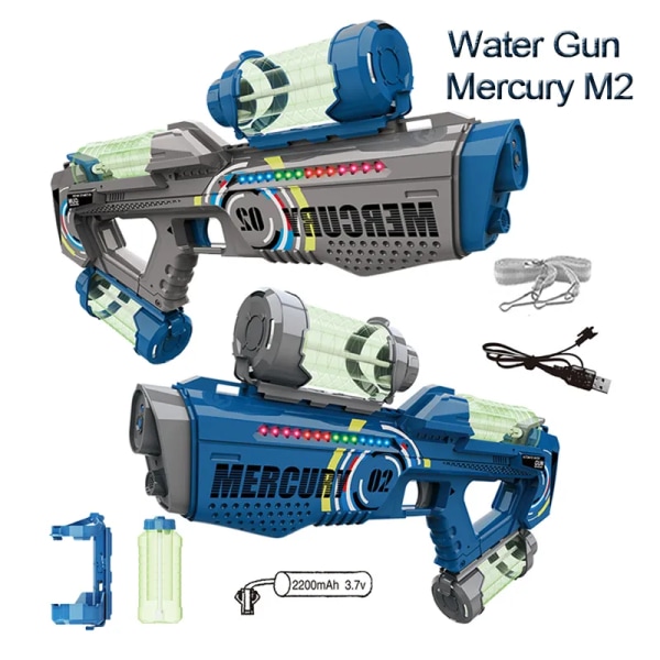 Elektrisk vatten pistol sommar barn utomhus leksak vatten pistol helautomatisk hög kapacitet belysning vatten lek leksak