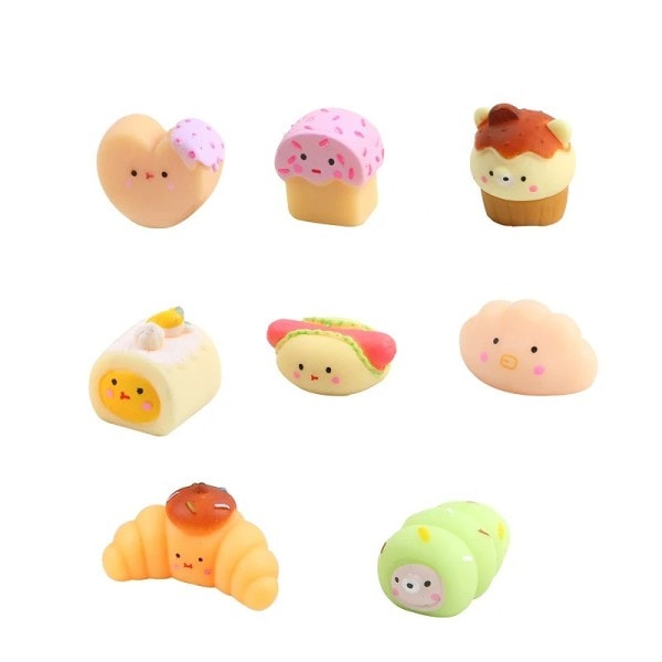 8 Pieces Mochi Squishy Decompressio Bake Mini Leker Squeeze Mykt Sticky Stress Relief Funny Fidget Mini Toys