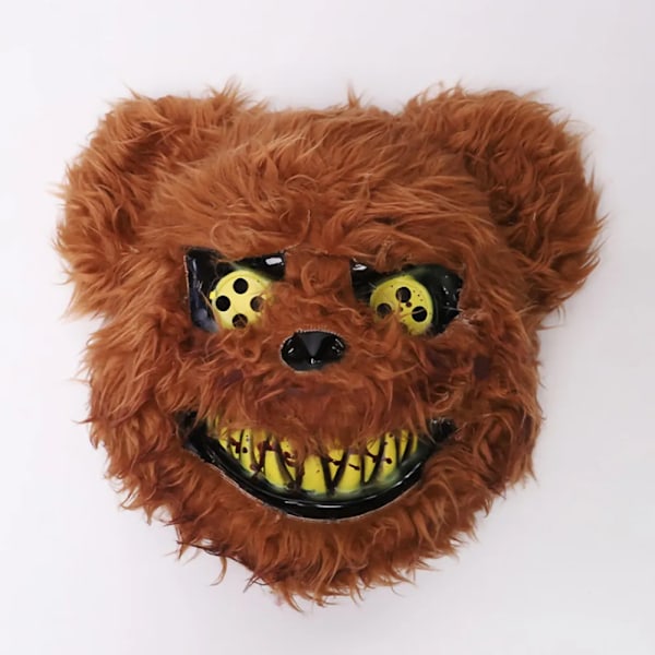 Horror Bloody Kanin Bear Maske Halloween LED Lysende Dyr Simulering Pels Maske Cosplay
