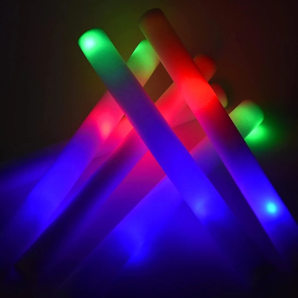 Skum Glow Sticks for Bryllup LED Light Up Foam Sticks Fargerike Blinkende Stikker