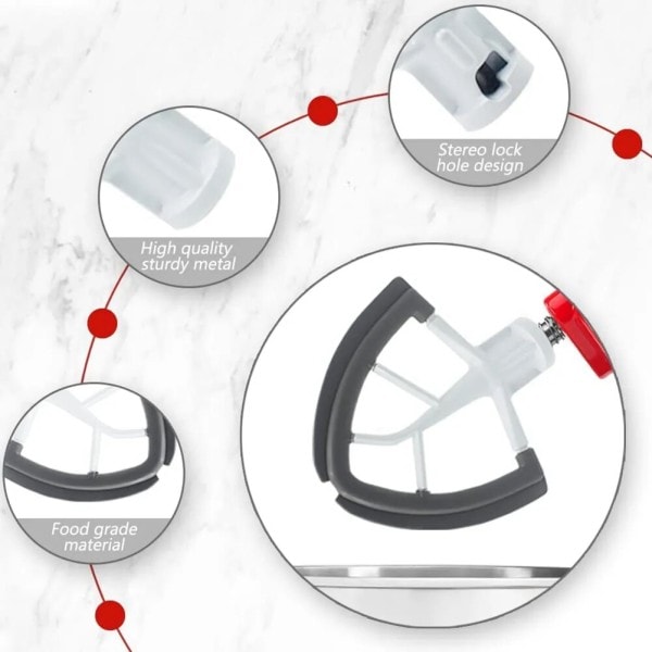 Flex-Edge Paddle Attachment til Kitchenaid 4.5-5 QT Tilt-Head Stand Blander Erstatning Silicone Pisker Skål Skraber Kling