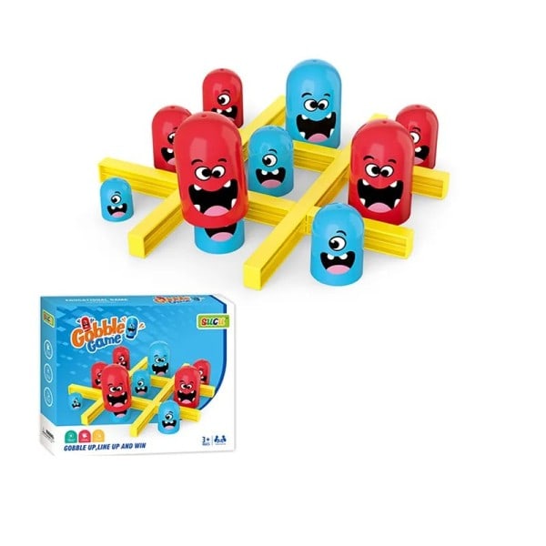 Tic Tac Toe Big Spis Små Gobble Bræt Spil Forældre-Barn Interaktivt Pædagogisk legetøj