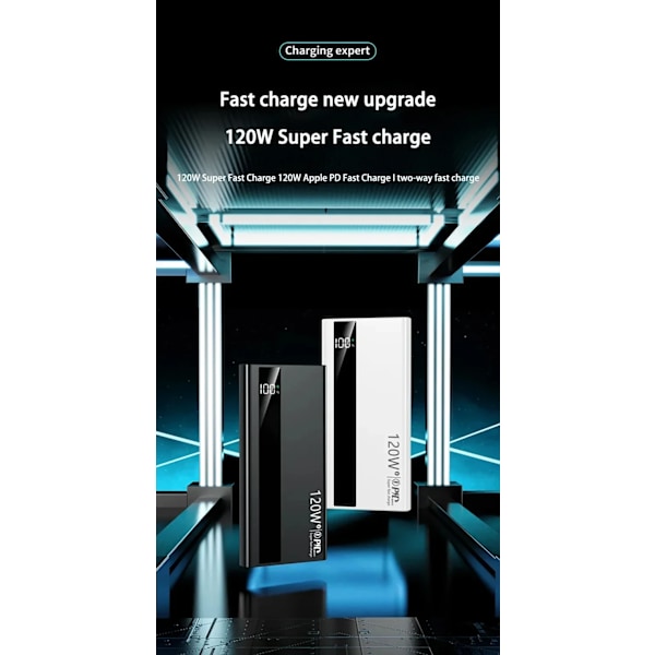 120W 200000mAh Hög Kapacitet PowerBank Super Snabb