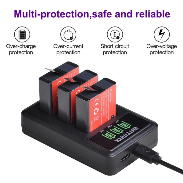 GoPro Hero 8 hero 7 hero8 Svart Batteri GoPro 5 Hero 6 Batteri Akkus  + LED  USB Laddare