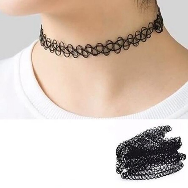 Siima Tatuointi Choker Gothic Vintage Stretch Henna Elastinen Kaulukset Kaulakoru Rannekoru Naisten Hää korut