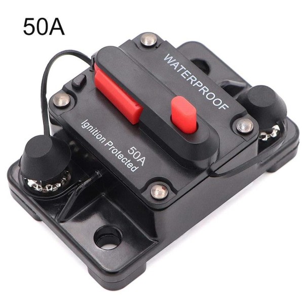 50A  Circuit Breaker Sikring Nulstil 12-48V DC Bil Båd Auto Vandtæt