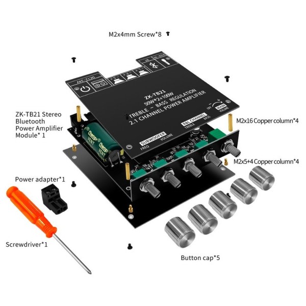 Bluetooth Subwoofer Forstærker Tavle Kanal Power Audio Stereo Bas