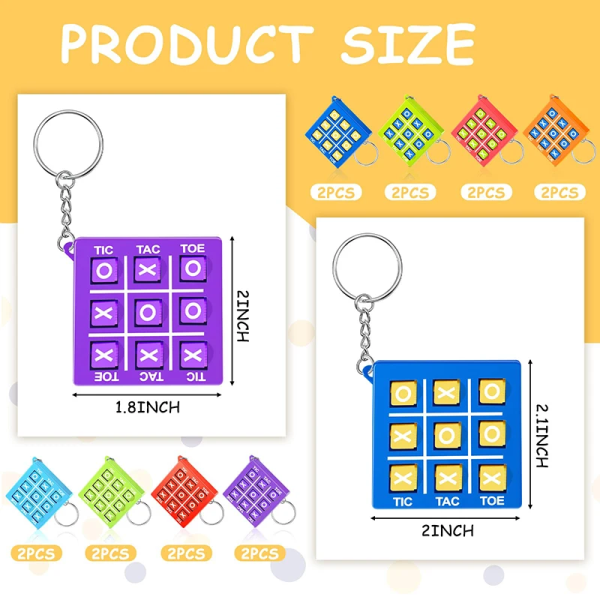 5 bitar Färgglada Tic Tac Toe Nyckelring för barn pedagogiska leksaker