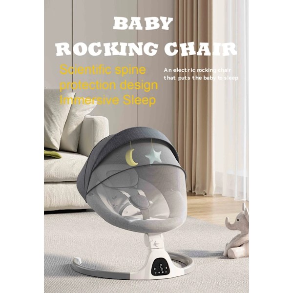 Rocking Baby Säng Elektrisk Lyx Elektrisk Swing Shaker Låtstol Baby Auto Swing stol