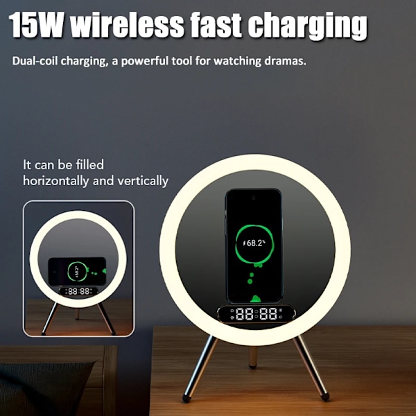 Smart Bluetooth Högtalare Trådlös Spegel Ljud Box Skrivbord Alarm Klocka med LED Natt Ljus