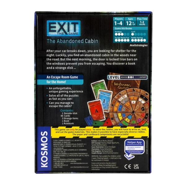 Exit The Abandoned Cabin Exit The Game Card Game A Kosmos Game Kennerspiel Des Jahres Vinner Familievennlig Card