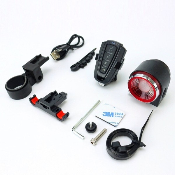 Cykel Bak Lampa Broms Ljus Inbrott Larm Fjärr Ring Trådlös Kontroll USB Ladda LED Lantern