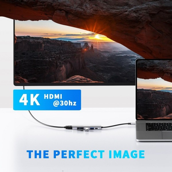 USB C keskitin 2 USB 3.0 SD/TF/Micro SD kortti lukija 4K HDMI 100W