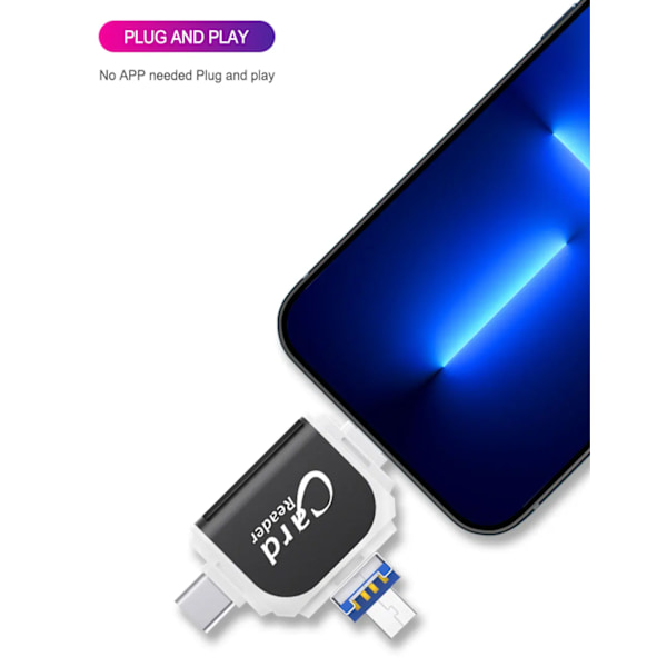 Paras laatu 4 In 1 SD kortti lukija mikro TF sovitin kameran katseluun valokuvat ja videot Windows Mac iPhone Androidissa