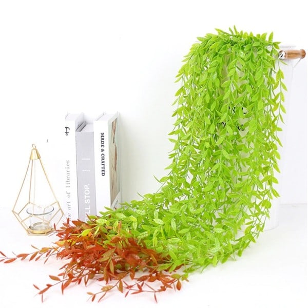 Simulering Plante Pil Løv Rattan Bryllup Loft Væg Hængende Plastik Grønt Løv