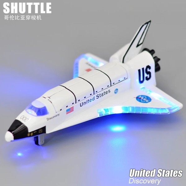 Rumfartøj Model Die Cast US Space Shuttle Lys Effekt Og Simulering lyde Colombia Rumskib 19 cm længde