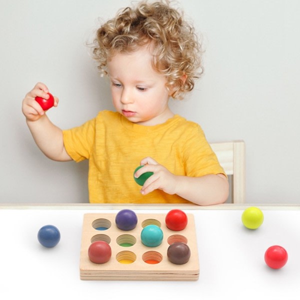 Rainbow Ball Matching Sensory Spill  Farge Kognitiv Sorteringsbrett Tre Montessori Leker for barn