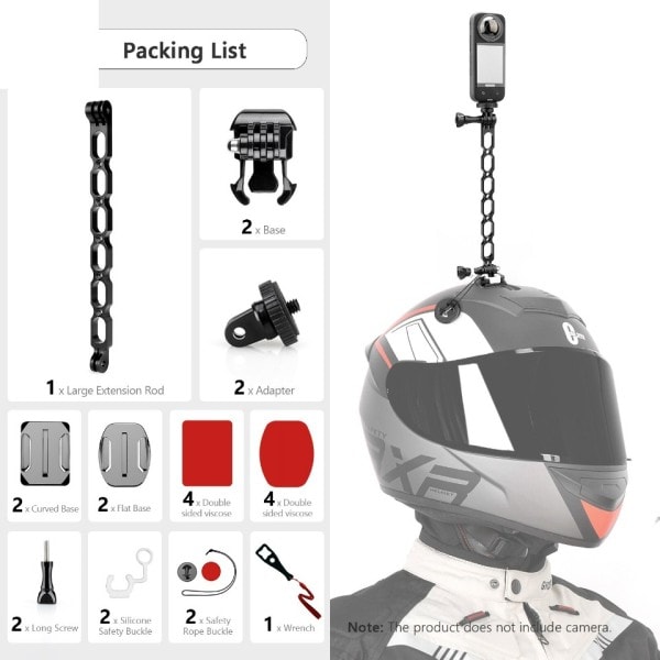 Insta360 Tillbehör Unicorn Hjälm Fäste med aluminium legering förlängning arm för GoPro