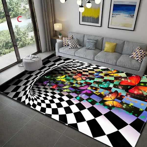3D Vortex Illusion Teppe Entré Dør Gulv Matte Abstrakt Geometrisk Optisk Dørmatte Sklisikre Gulv Matte