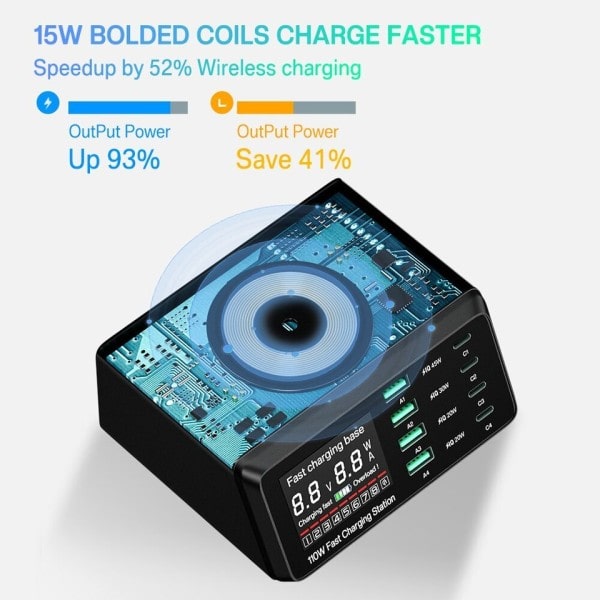 110W USB Typ C Laddare Trådlös Ladda Multi Portar Snabb Telefon Laddare PD QC3.0 Snabb Ladda