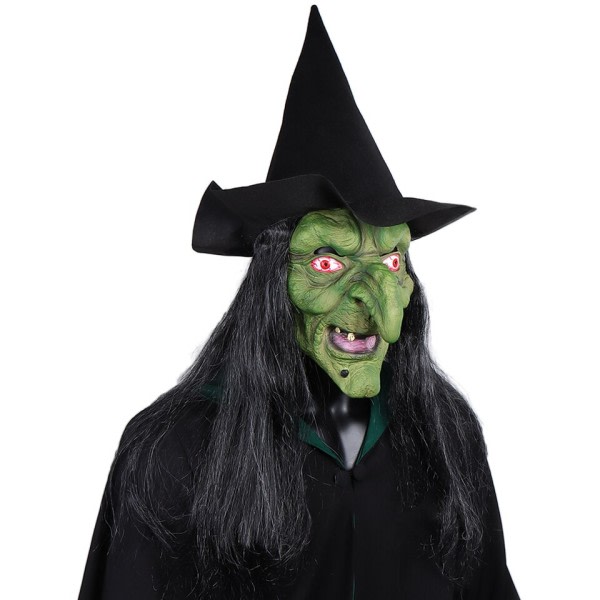 Halloween Skrekk Gammel Heks Maske med Hatt Cosplay Skremmende Klovn Hag Latex Masker