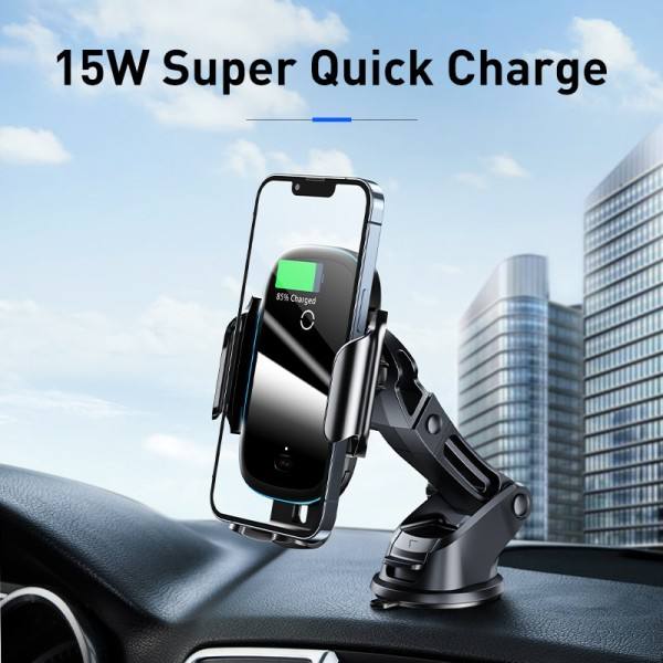 Bil telefon holder 15W QI trådløs lader for iPhone 14 13 12 11 Xiaomi bil montering infrarød rask trådløs lading