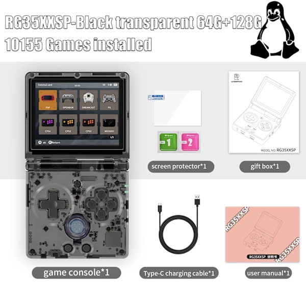 3,5'' IPS Skærm Flip Håndholdt Konsol Linux System HDMI-kompatibelt TV Output