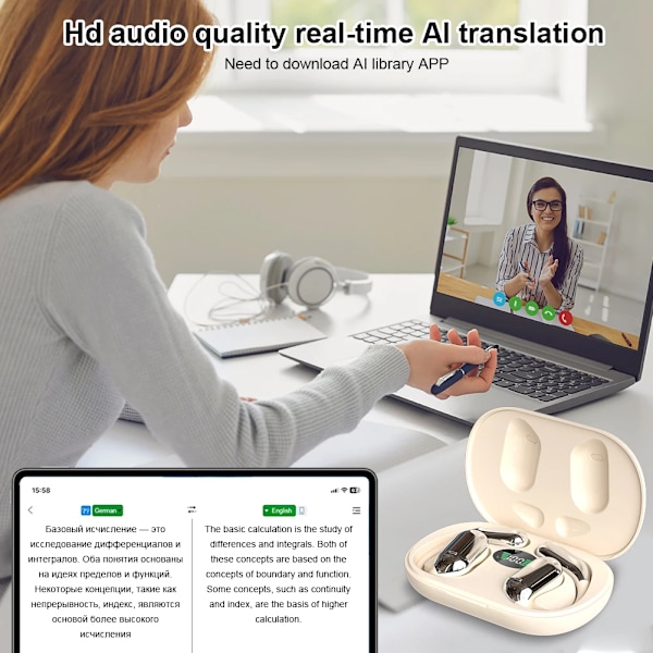 3-i-1 AI Oversætter Earbuds 140 Sprog Støj Annullering Bluetooth 5.3 Headset