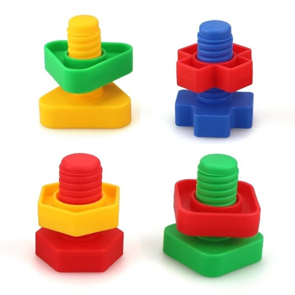 5 Sæt Skrue byggeklodser plastik indsats klodser møtrik form legetøj til børn Pædagogisk legetøj