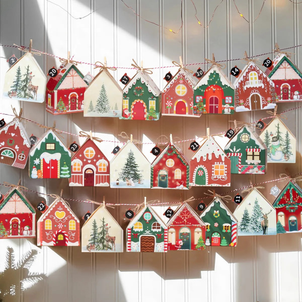 Jul gave æske hus form kraft papir slik kage pose emballage æsker jule træ vedhæng