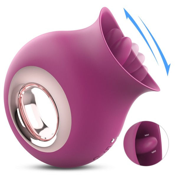 Rose Leketøy Vibrator for Kvinner 2 i 1 Tunge Slikking Nipple Klitoris Stimulator med 9 Modi