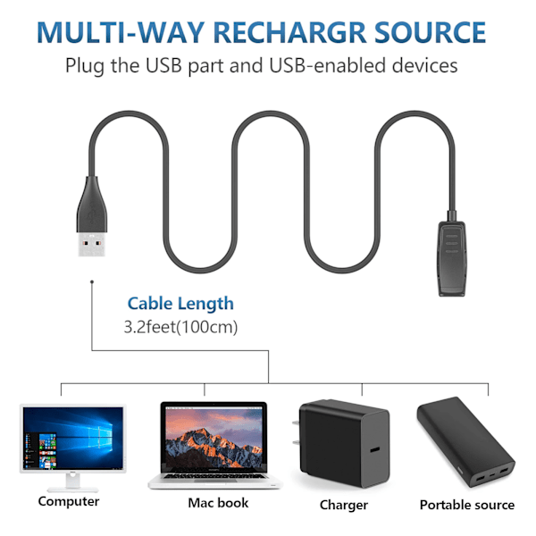 100 cm USB lader For Approach G10 S20 Lade kabel For Garmin Forerunner 35 230 235 630 735xt 645 Music Lader Clip Cradle