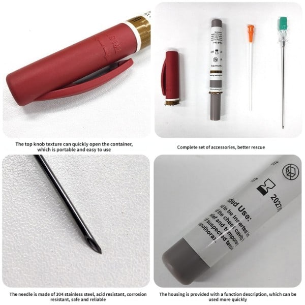 Rescue Tension Pneumothorax Access Kit Sterilized Body Piercing Sömnad Nålar