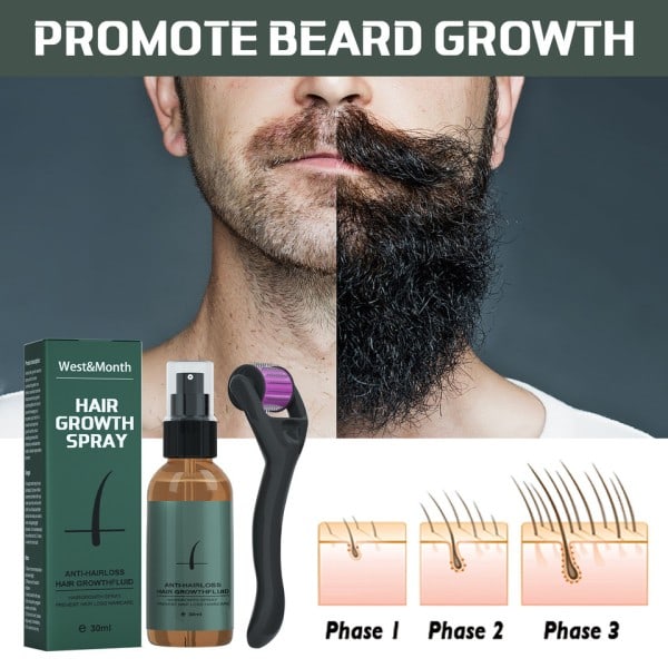 30ml Skägg Growth Oil Roller Set Beard Growth Kit Män's Beard Growth Essence