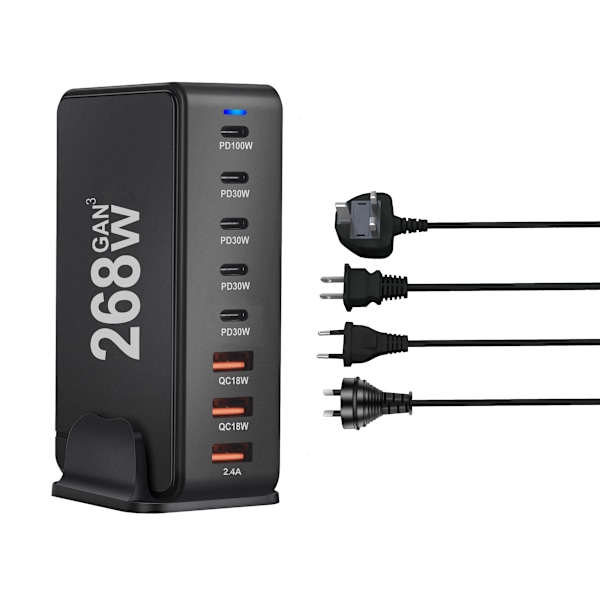 268W pöytä laturi 8-porttinen USB C PD laturi pikalataus 3.0 USB tyyppi C pikalaturi