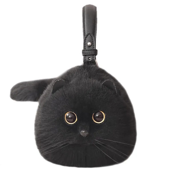 En axel väska hona design liten man messenger väska mångsidig handgjord höst och vinter plysch söt katt väska