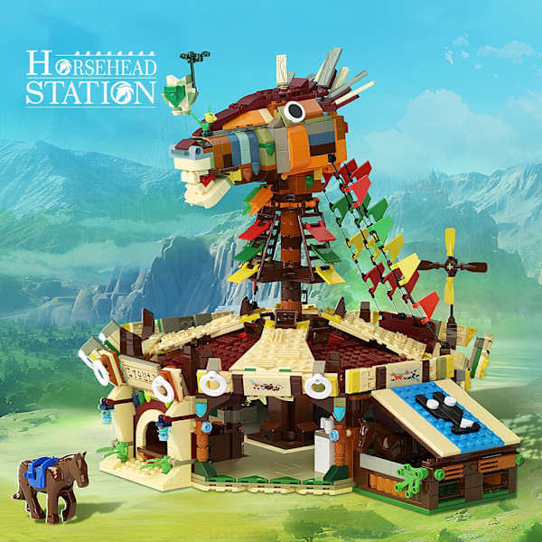 Breath Of The Wild Horse Head Station Bygningsblokker Sett For Zeldaed Trykte Klosser Leker