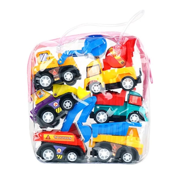 6 delar Bilar Leksaker Mini Tröghetsteknik Fordon Pull Back Bil Leksaker Brandbil Barn Bilar Pojke Diecasts för Barn