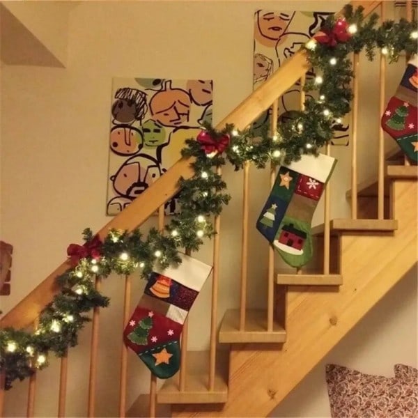 LED Blomma Girland Krans För Dörrar Hängande Jul Ornament Konstgjord Jul Träd Jul Dekoration