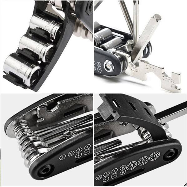 16 i 1 Mountain Bike Bärbar Socket Mångfunktionsnyckel Cykel Multi Verktyg Skruvmejsel