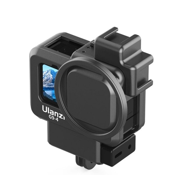 Plast Kamera Cage For GoPro Hero 11 10 9 Black Hoss Case Mic and Fill Light Cold Shoe Vlog Tilbehør