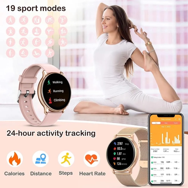 Bluetooth Ring Smart Klocka Kvinnor Anpassad Rivel Stål Klockor Män Sport Fitness Tracker