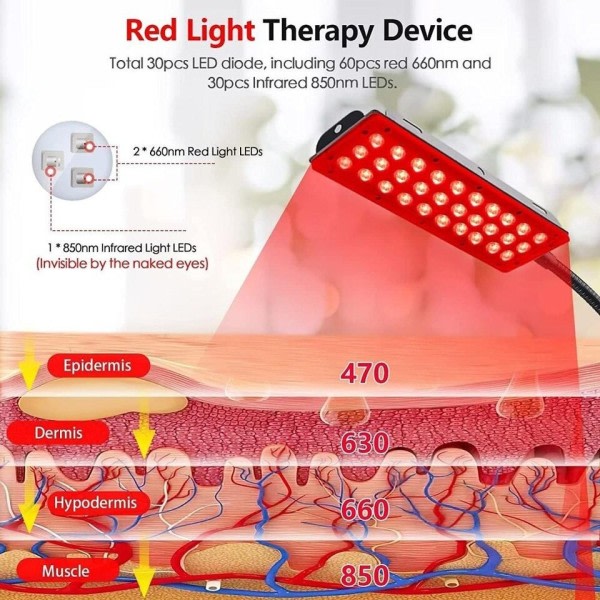 Infrarød lampe rød lys terapi lampe med stander højde justerbar beslag rød lys panel