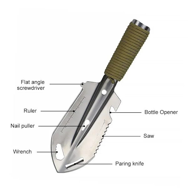 Bärbar Camping Vandring Resa Pinic Spade Multifunktionell Ordnance Spade Överlevnad Utomhus Utrustning Trädgård Verktyg Spade