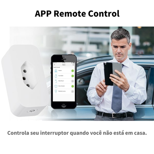 Standard WiFi Smart Stik med Strøm Monitor, Smart Life APP Smart Socket Voice Work