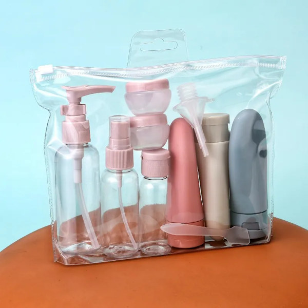 11 bitar resor påfyllningsbar flaska set tom behållare portabel kosmetik lotion toner spray schampo kräm