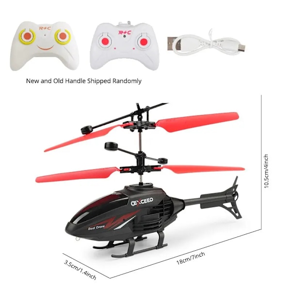 2 Kanal Gest Kontroll Fjädring Helikopter RC Fjärrkontroll Flygplan Med Laddning LED Ljus